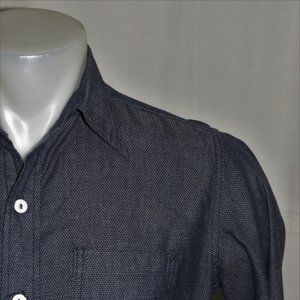 Post O'Alls Overalls Blue Pin Dot Collared Buttoned Down Shirt M